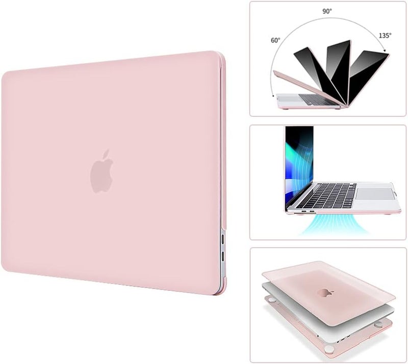 Eoocoo حافظة متوافقة مع ماك بوك إير 13 بوصة 2026 2025-2022 طراز M4 M3 M2 A3240 A3113 A2681، ماك إير 13.6 بوصة غلاف صلب متجمد وغطاء لوحة مفاتيح وفيلم شاشة ونوع-C، وردي غير لامع - Image 3